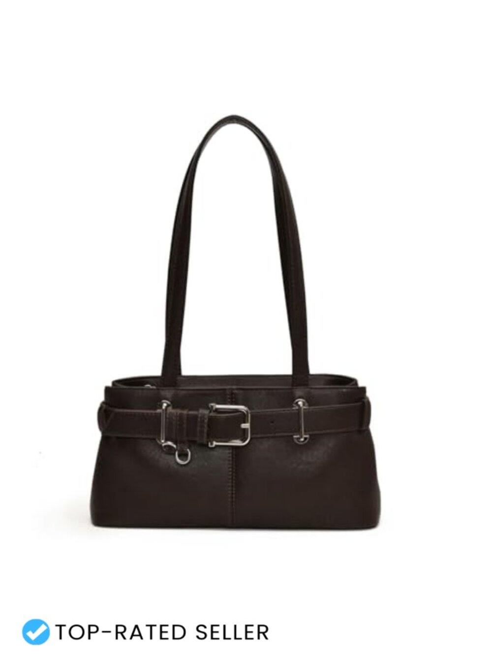Vintage Y2K Hobo Purse with Belt Buckle Faux Leather Underarm Satchel